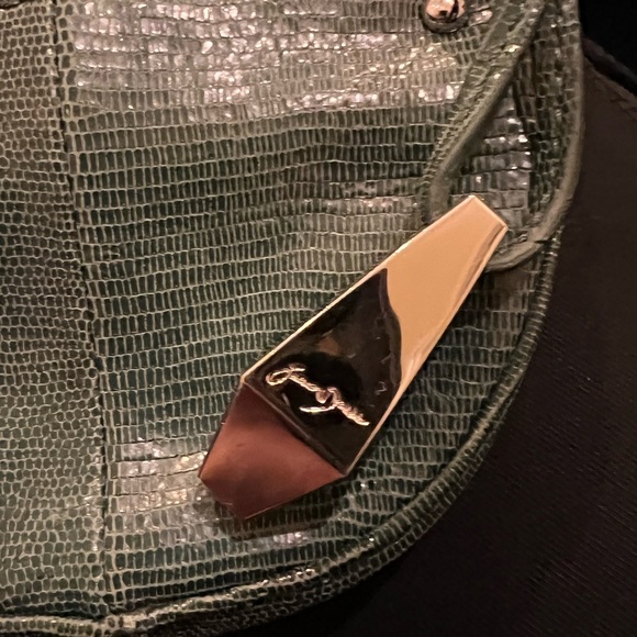 Junior Drake Ember Forest Green Sparkly Snakeskin Mini Bag Chain Strap - Picture 5 of 7